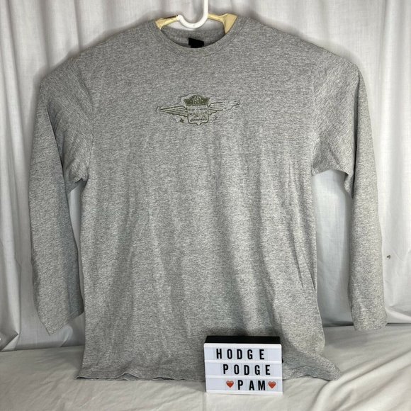 Polo Jeans Company Ralph Lauren T Shirt Mens Long Sleeve Large 1967 Gray Wings - Picture 6 of 7